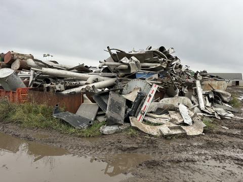 Large Pile of Mixed Scrap Metal Ready for Recycling